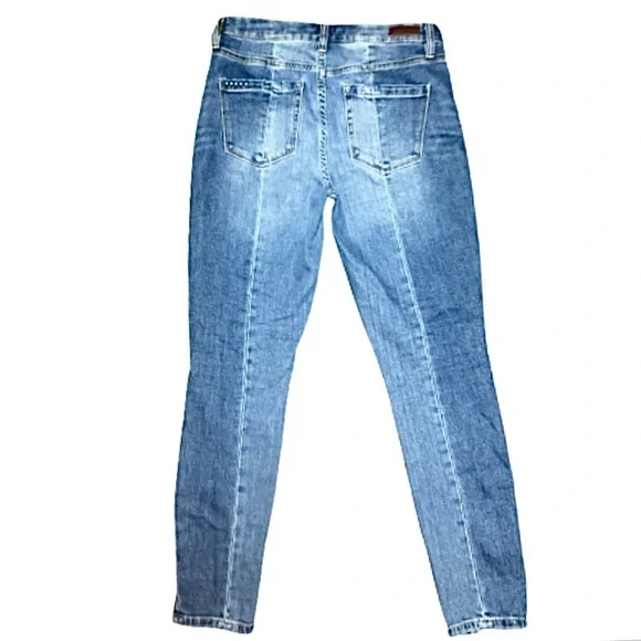 BLANK NYC Women’s Size 27 R Santa Fe Bond Midrise Split Hem Skinny Blue Jeans - Picture 12 of 16